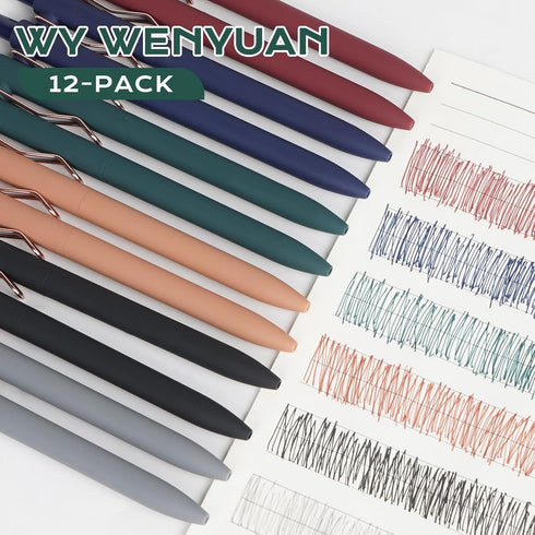 Gel Pens, WY WENYUAN 12-Pcs Colored Pens, Pens Fine Point Smooth Writing Pens, 0.5 Mm Gel Ink Pens Office Desk Accessories, Retractable Aesthetic Journaling Pens School Office Supplies for Women & Men by WY WENYUAN