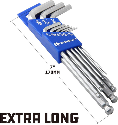 Powerbuilt Alltrade 640081 9 Piece SAE Long Arm Ballend Hex Key Set