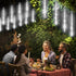 144LED 8 Meteor Shower Lights, White Holiday Outdoor Illumination with Tubes, Waterproof Hanging Display for Garden