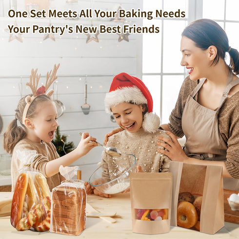 Bpole 3-in-1 50pcs Bread Loaf Bags for Homemade Bread - Bakery Paper Plastic Bags for Homemade Sourdough Bread