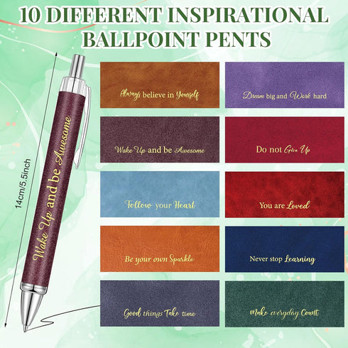 Yeaqee 50 Pcs Inspirational Ballpoint Pens Bulk Motivational Quotes Stylus Tip Pens Retractable Gift Stylish Pens Office Black Ink Pen for Women Student School, 5.5 Inch (Morandi Style)