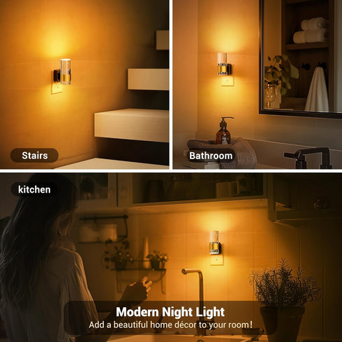 2 Pack Dimmable JandCase Night Light, Automatic Night Lights Plug into Wall, LED Night Light with Adjustable