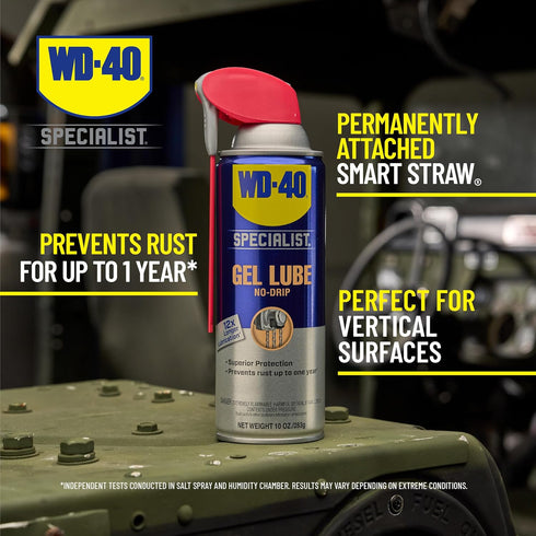 WD-40 2 Pack, 10oz (Pack 2) (300851) Specialist Gel Lube with Smart Straw Sprays Ways, Twin cans, No drip Lubricant