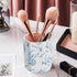 Pencil Holder for Desk Organizer, Ceramic Floral Pattern Storage for Writing Utensils, Makeup Brush Holder - Blue