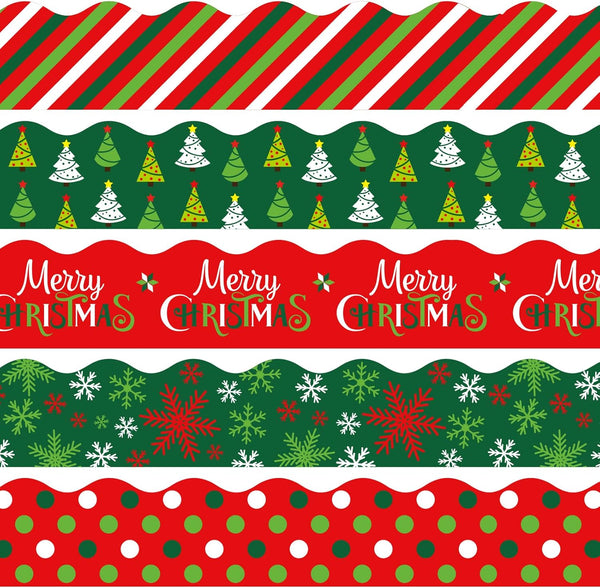 Whaline 69Ft Christmas Classroom Borders, Red Green Xmas Trim Stickers for School Office Christmas Decor