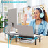 2 Pack 14.5 9.1, BONTEC Monitor Stand Height Adjustable Metal Riser with Pen Holder, Black, x Ergonomic Desktop Stand