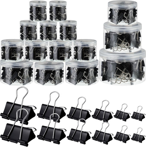 Yexiya 640 Pcs Assorted Sizes Binder Clips, Black Metal Paper Clamps for School and Office Supplies