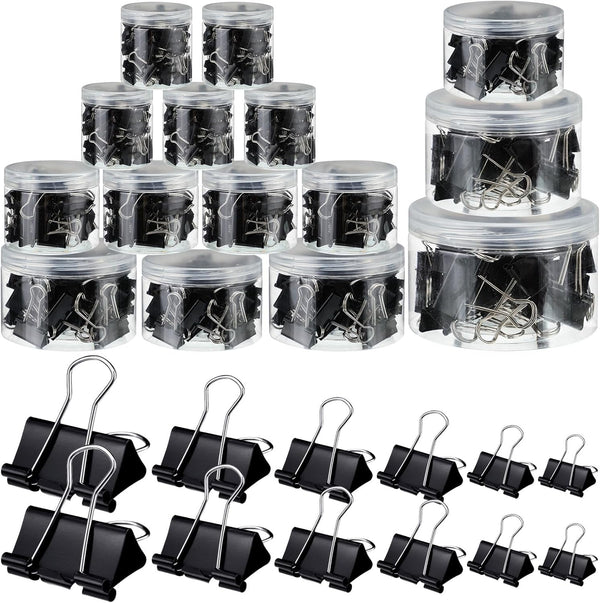 Yexiya 640 Pcs Assorted Sizes Binder Clips, Black Metal Paper Clamps for School and Office Supplies
