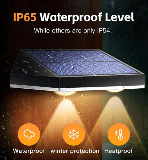 6 500mAhBattery,Solar lP65 (4-Pack) Solar Fence Lights Outdoor, Waterproof LED,RGB Color Mode Solid Monochrome