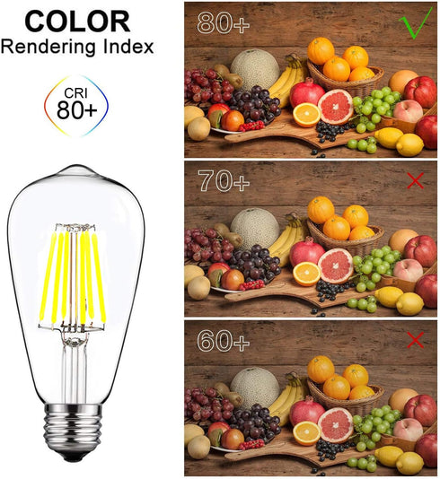 12V Edison Bulb, 6W E26, 12V LED Bulb, 60W Equivalent, Daylight 6000K for RV Camper Marine, 3 Pack