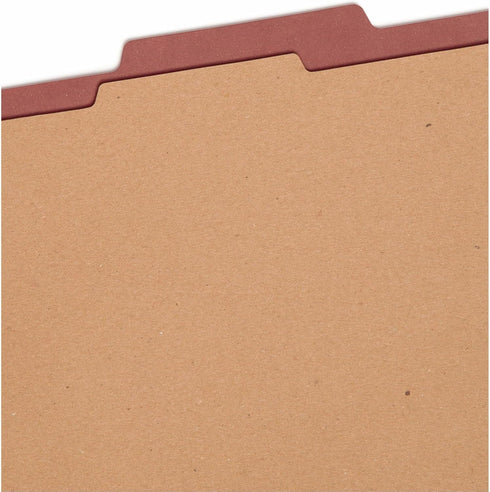 Smead Pressboard Classification File Folder with SafeSHIELD Fasteners, 1 Divider, 2" Expansion, Legal Size, Red, 10 per