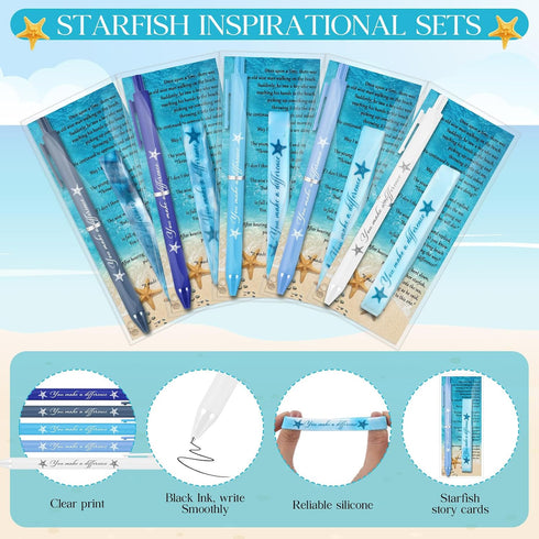 Sayglossy 50 Sets Employee Appreciation Gifts Starfish Story Gifts You Make a Difference Ballpoint Pens Silicon