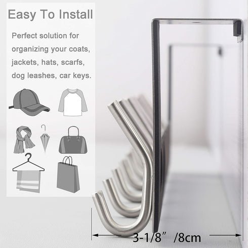 WEBI Over The Door Hooks, Door Hanger, Towel Rack, Coat Rack with 6 Hooks for Hanging Clothes and Hats (Bronze)