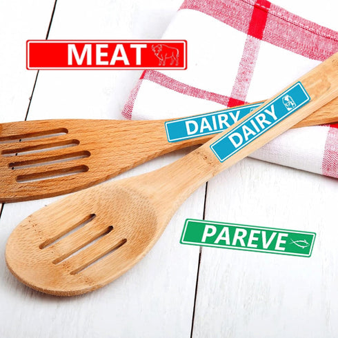 wootile 120 1.5 1/4 inch Pcs Kosher Sticker Labels Meat Dairy Parve Stickers x Blue Dairy Red Meat Green Dishwasher