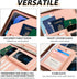 Ospelelf Leather Portfolio Folder - 3 Ring Binder with Storage Clipboard, Fits Letter Size Paper, Faux Rose Gold