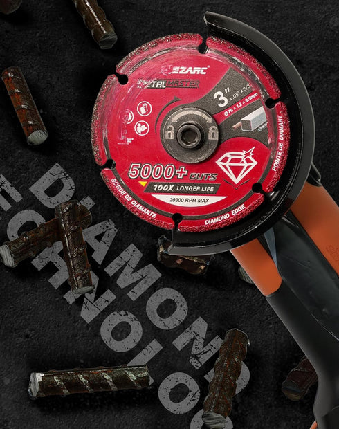 EZARC Diamond Cutting Wheel 3 x 3/8 Inch for Metal, Cut Off Wheel with 5000+ Cuts on Rebar, Steel, Iron, INOX
