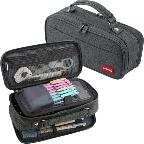 Large Capacity Pencil Case Organizer, Double Zipper Storage Bag for College School Office