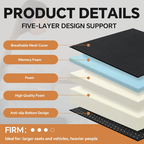 Tailbone People(18x16x6in) BALAPET Extra Thick Seat Cushion, Memory Foam Office Chair Booster Cushion to Raise Seat