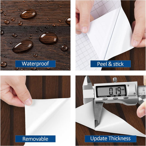 15.8"x80" FunStick Brown Slats Wood Wallpaper Peel and Stick Removable Walnut Wood Contact Paper for Cabinets Peel