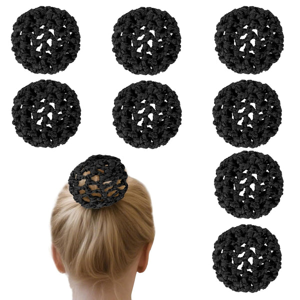 Gtziqa 8 Pcs Bun Cover for Hair, Crochet Ballet Hair Net, Invisible Elastic