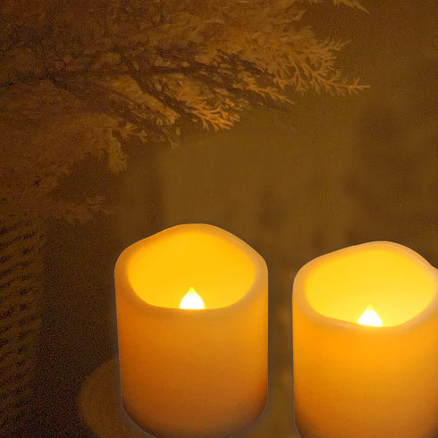 Outdoor Battery Operated Flameless Candles with Timer, Realistic Flickering Plastic Fake LED Pillar Lights for Home