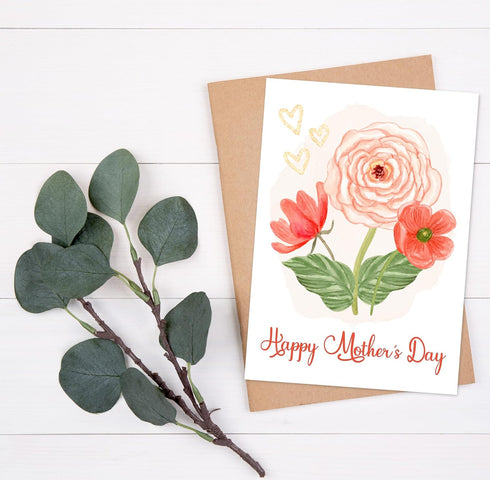 TRIDECOR 5"7" 350gsm Mothers Day Card from Daughter, Son, Kids Folded Greeting Card with Envelope & Sticker Sweet