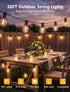 50FT G40 Bulbs, 2700K (25 Bulbs 2 Outdoor String Lights - Shatterproof LED Waterproof Connectable Patio String Lights