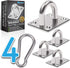4 PCS M6 Premium Heavy Duty Square Stainless Steel Pad Eye Hooks with Snap Hooks and Screws