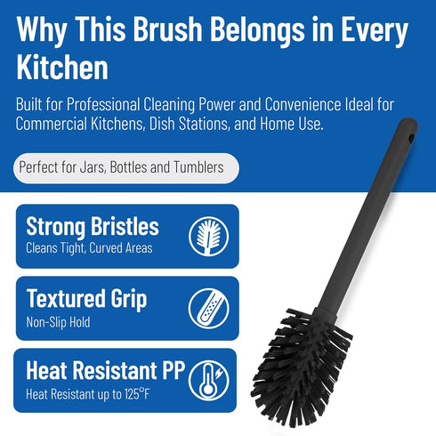 12 Inch SPARTA Bottle Brush with Polyester Bristles and Plastic Handle, Color Coded, Large Round Head Cleaner