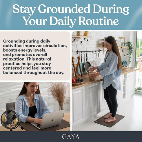 15ft 100K (24''X16'') GAYA Grounding Mat for Feet, Sleep Improvement, Back Pain Relief, Muscle Relaxation & Stress