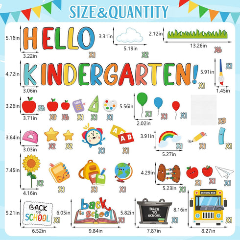 Hello Kindergarten Bulletin Board Decorations, 76Pcs Back to School Classroom Decor for First Day of School