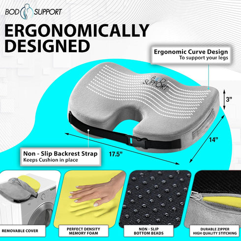 Tailbone Seat Cushion with Straps - Seat Cushions for Office Chairs, Car Seat Cushion for Pain Relief Cushion Design