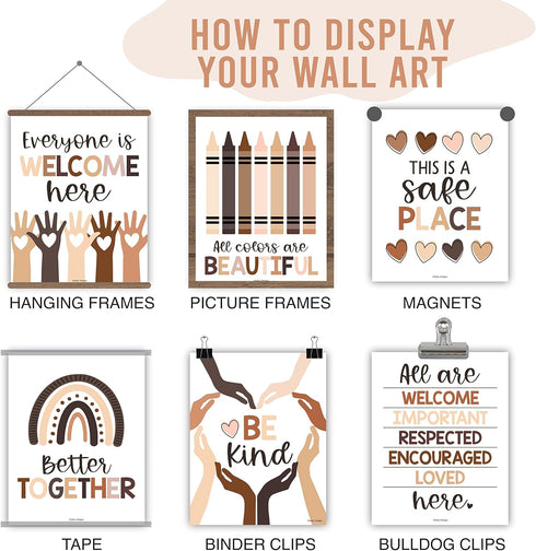 Hadley Designs Diversity Posters for Classroom – 6 Inclusive Everyone Is Welcome Decor, Neutral Multicultural Kindness