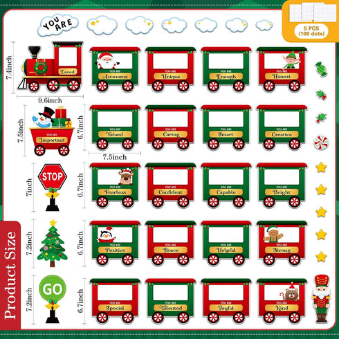 Weekgrat 42 Mindset Pcs Christmas Train Affirmation Station Bulletin Board Decoration Train Motivational Growth Cutouts