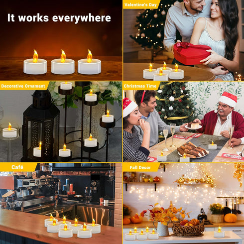 Tea Lights Battery Operated Candles, LED Tea Lights Flameless Candles, 200+ Hours Flickering Fake Tealights for Wedding