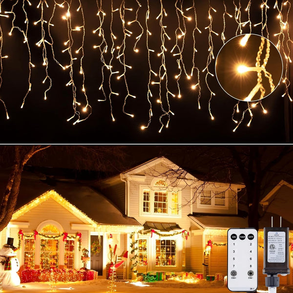 Brightown Icicle Lights for Outside, 40 FT 432 LED Icicle Christmas Lights