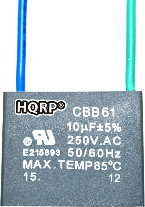 HQRP CBB61 Ceiling Fan Capacitor 10uf 2-Wire