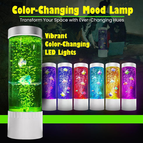 7 Brewish Bubble Fish Lamp | Desktop Sensory LED Bubble Lamps | Color Changing Fake Aquarium Night Light | Artificial