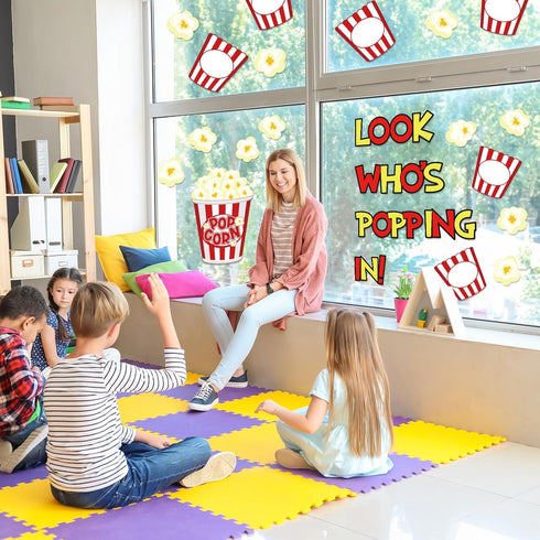 Whaline 77Pcs Popcorn Cut-Outs with 100Pcs Glue Points for DIY Craft Art School Home Party Favor Bulletin Board Decor