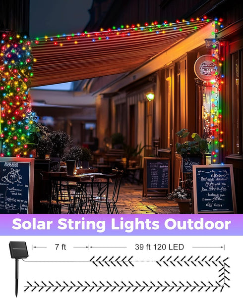 2 Pack 46Ft 120 8 IP65 Brightown Solar String Lights Outdoor, Each LED Solar String Lights for Outside with Modes