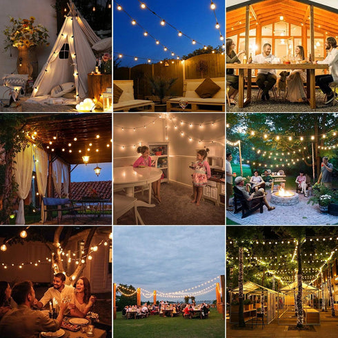 ZOTOYI Outdoor String Lights 50FT, LED Patio Lights with 27 Plastic G40 Bulbs, Waterproof Edison Globe Lights