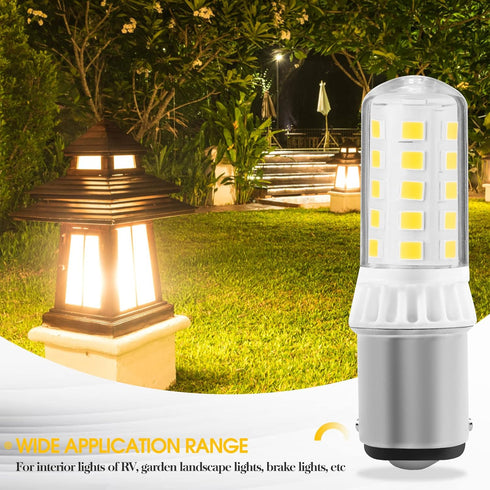 BA15D 3W 12-24V 350LM Models#1076 1142 6000K Bulb AC/DC Double Contact Bayonet with Push-in Base for Outdoor Landscape
