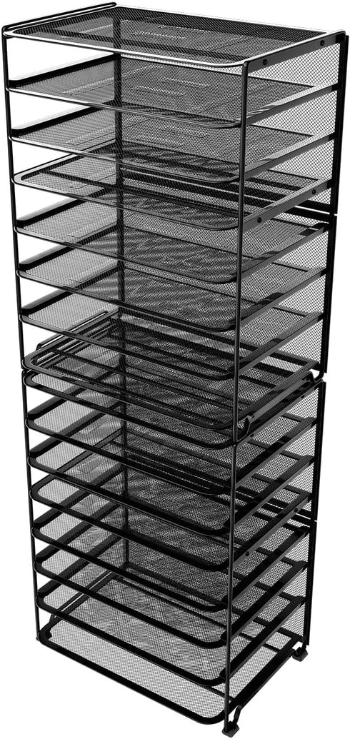 Simple Trending 2 Pack 8-Tier Letter Tray Paper - Mesh Desk File Organizer for Office School Desktop, Black