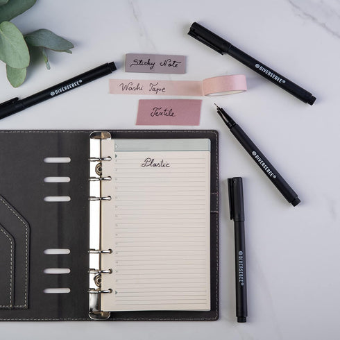 DIVERSEBEE Fine Tip Permanent Pens, 4 Pack Quick Dry Markers, Transparent Sticky Notes Writing Pens for Office Supplies