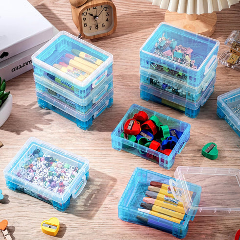 Suzile 25 Pcs Stackable Plastic Crayon Boxes with Snap Lids, Crayon Storage Organizer for Art Crafts Classroom