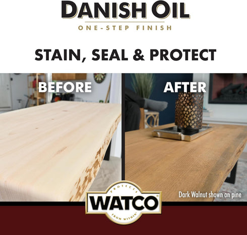 65851 Watco Danish Oil Wood Finish, Pint, Dark Walnut