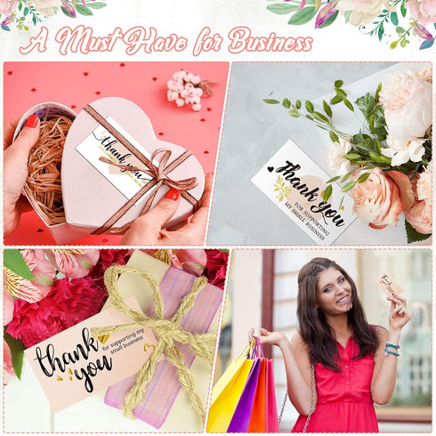 Outus 120 2 3.5 Inch Pieces Thank You for Supporting My Small Business Cards Mini Thank You Cards Pink Thank You