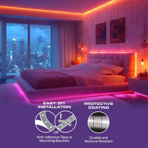 50ft 270 Monster Smart RGB+IC LED Strip Lights Sound Reactive Strip Lights for Bedroom, App & Voice Control, RGB Light