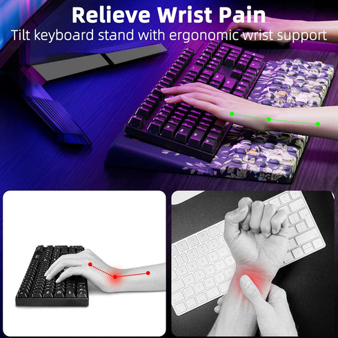 Ergonomic Keyboard Riser with Wrist Support Pad for Office and Home Use