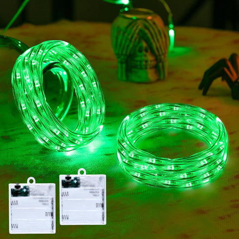 cshare Green Fairy Lights Battery Operated, Halloween String Lights with Timer 16.4ft 50LED